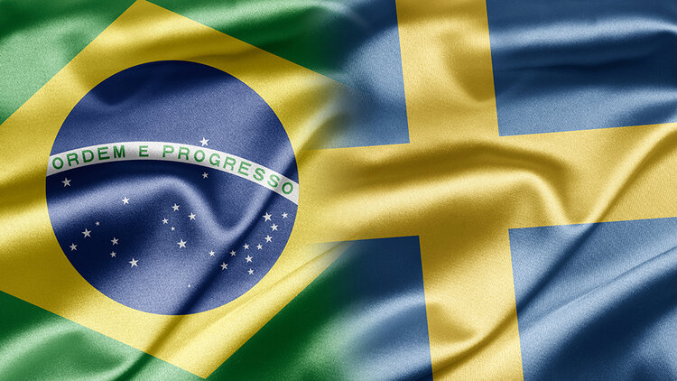 Brazilian and Swedish flag